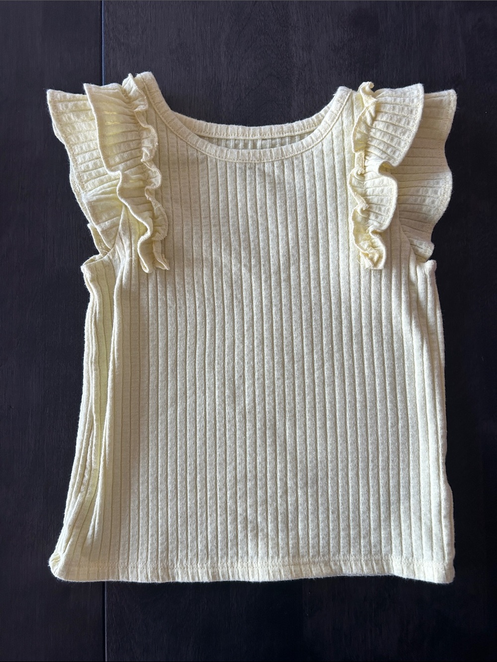 Garanimals Girls Ribbed Ruffle Sleeve Tank Top—-yellow. Size 3T
